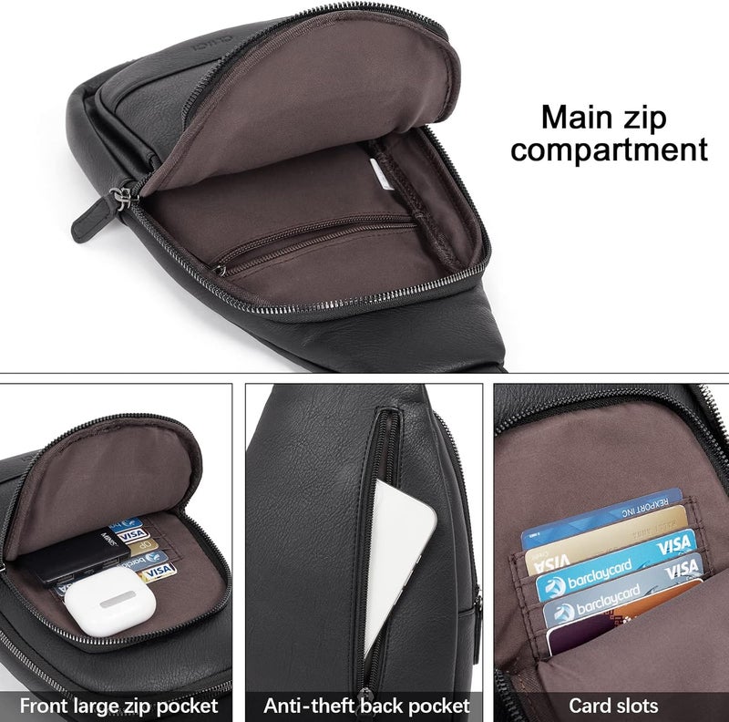 CLUCI Crossbody Bags for Women Men,Leather Sling Bag Cross Body Backpack for Woman Gifts for Women Birthday Unique - Image 4